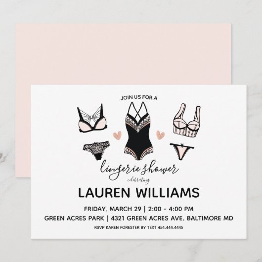 Einladung der Lingerie-Dusche (Vorne/Hinten)
