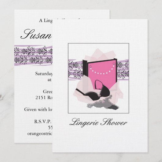 Einladung der Lingerie-Dusche (Vorne/Hinten)