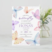 Einladung der Little Butterfly Girl zum 1. Geburts (Stehend Vorderseite)