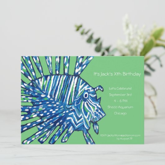 Einladung der Löwenfische zum Geburtstag (Stehend Vorderseite)