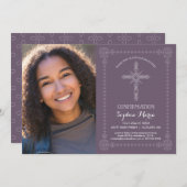 Einladung der Mädchen mit Foto - Kreuz (Vorne/Hinten)