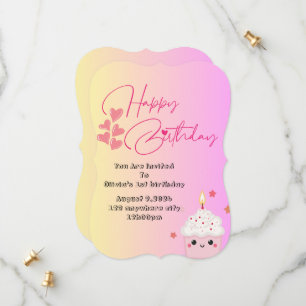 Einladung der Mädchen zum 1. Geburtstag in Rosa