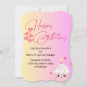 Einladung der Mädchen zum 1. Geburtstag in Rosa (Vorderseite)