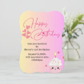 Einladung der Mädchen zum 1. Geburtstag in Rosa (Stehend Vorderseite)