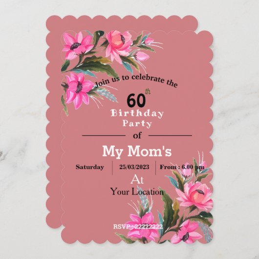 Einladung der Mama zum Geburtstag (Vorne/Hinten)