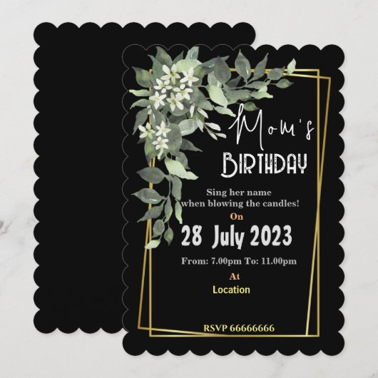 Einladung der Mama zum Geburtstag (Vorne/Hinten)