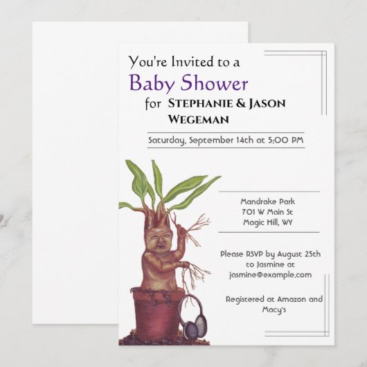 Einladung der Mandrake Babydusche (Vorne/Hinten)