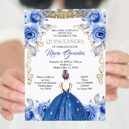 Einladung der Marine Blue Quinceanera
