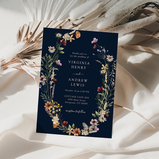 Einladung der Marine Boho Floral Wedding