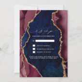 Einladung der Marine, Burgund & Gold Agate Wedding (Vorderseite)