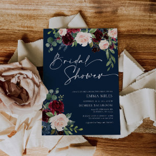 Einladung der Marine Burgund und Blush Bridal Dusc