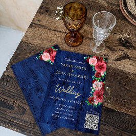 Einladung der Marine Burgundy Watercolor zur Hochz Flyer