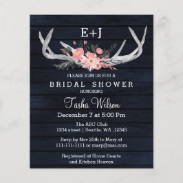 Einladung der Marine Floral Antler Bridal Dusche