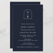 Einladung der Marine Monogram Bridal Shower (Vorne/Hinten)