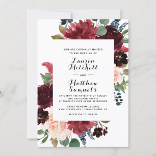 Einladung der Marsala Burgundy Navy zur Hochzeit