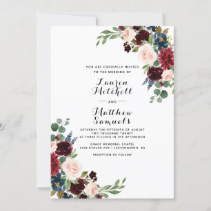 Einladung der Marsala Burgundy Navy zur Hochzeit