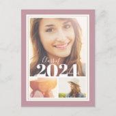 Einladung der Mauve and Gold 3 Foto Graduation Par (Vorderseite)