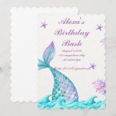 EINLADUNG DER MERMAID BIRTHDAY (Vorne/Hinten)