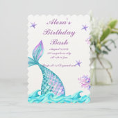 EINLADUNG DER MERMAID BIRTHDAY (Stehend Vorderseite)