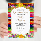 Einladung der mexikanischen Gold Floral Quinceñera