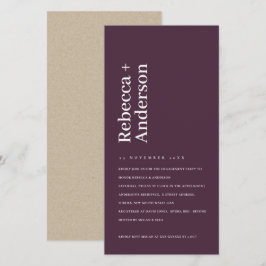 EINLADUNG DER MINIMAL-WEINPLUMTYPOGRAFIE-VERLOBUNG