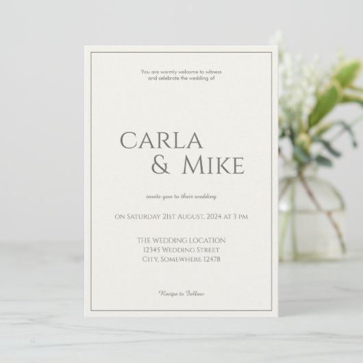 Einladung der Minimalistischen Taupe (Stehend Vorderseite)