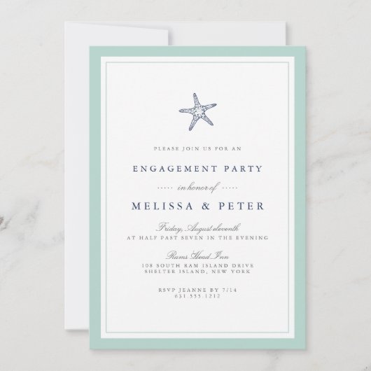 Einladung der "Mint and Navy Starfish Engagement P (Vorderseite)