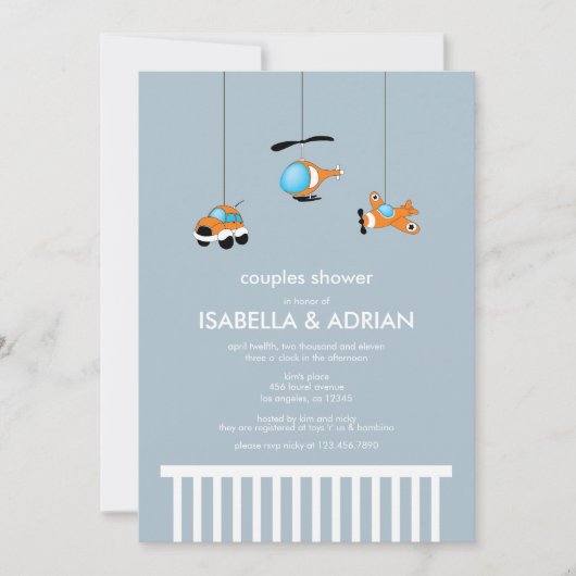 Einladung der mobilen Kinderdusche auf der Crib (Vorderseite)