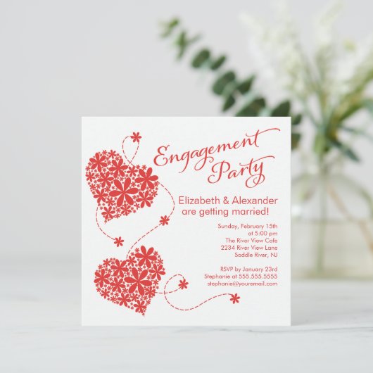 Einladung der modernen Daisy Hearts (Stehend Vorderseite)