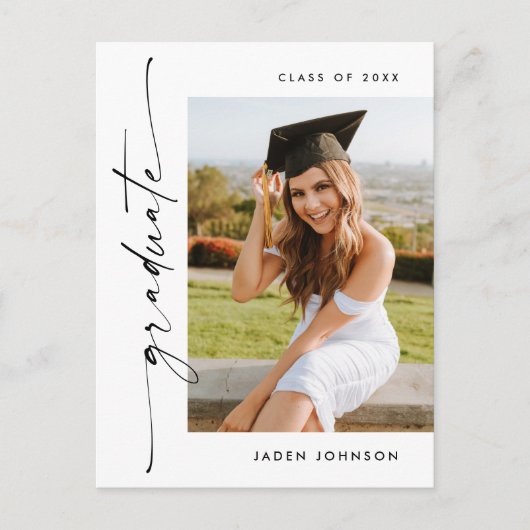 Einladung der Modernen FOTO Graduation Party Postkarte (Vorderseite)