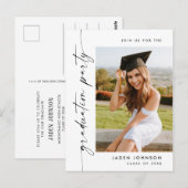 Einladung der Modernen FOTO Graduation Party Postkarte (Vorne/Hinten)