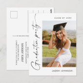 Einladung der Modernen FOTO Graduation Party Postkarte (Vorne/Hinten)