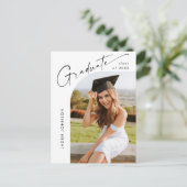 Einladung der Modernen FOTO Graduation Party Postkarte (Stehend Vorderseite)