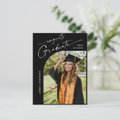 Einladung der Modernen FOTO Graduation Party Postkarte (Stehend Vorderseite)