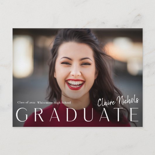 Einladung der Modernen Foto Graduierungspartei Postkarte (Vorderseite)