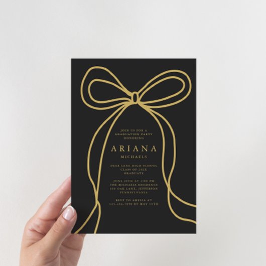 Einladung der modernen Gold Bow Graduation Party