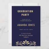 Einladung der modernen Navy Blue Graduation Party (Rückseite)
