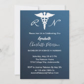 Einladung der modernen Navy Blue Nurse Graduation  (Vorderseite)