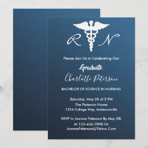 Einladung der modernen Navy Blue Nurse Graduation 