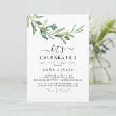 Einladung der modernen Olivenbranche "Let's Celebr (Stehend Vorderseite)