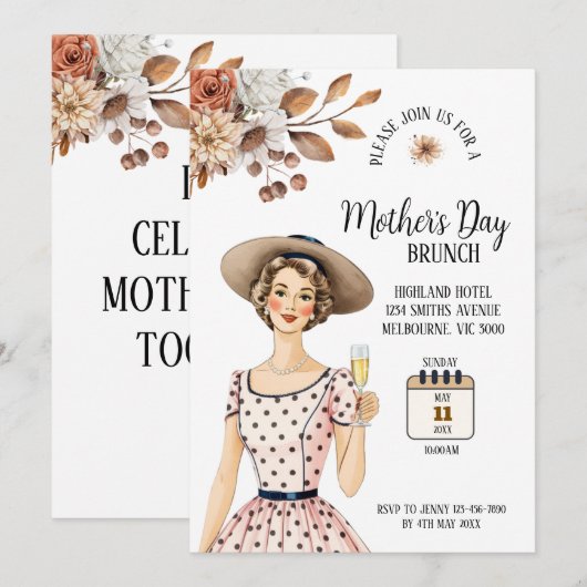 Einladung der Mutter - Lady mit braunem Hut (Vorne/Hinten)