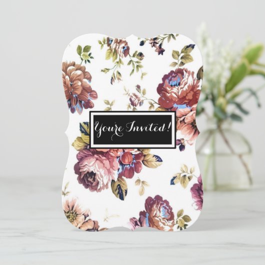 Einladung der Mutter zum Vintagen Blumenmuster (Stehend Vorderseite)