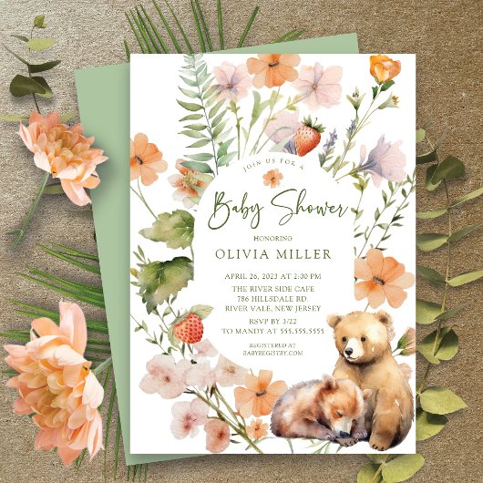 Einladung der Nature's Delight Bear Baby Shower