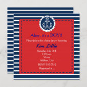 Einladung der Nautic Navy Anchor Red Baby Shower (Vorne/Hinten)