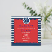 Einladung der Nautic Navy Anchor Red Baby Shower (Stehend Vorderseite)