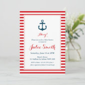 Einladung der Nautical Red Baby Shower (Stehend Vorderseite)