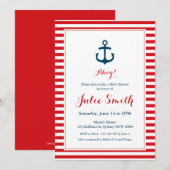 Einladung der Nautical Red Baby Shower (Vorne/Hinten)