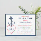 Einladung der Navy Blue Anchor and Liebe Bridal Du (Stehend Vorderseite)