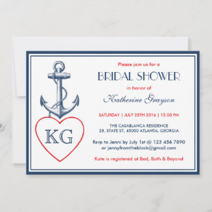 Einladung der Navy Blue Anchor and Liebe Bridal Du