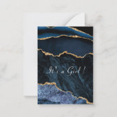 Einladung der Navy Blue Gold Marmor Baby Girl Dusc (Rückseite)